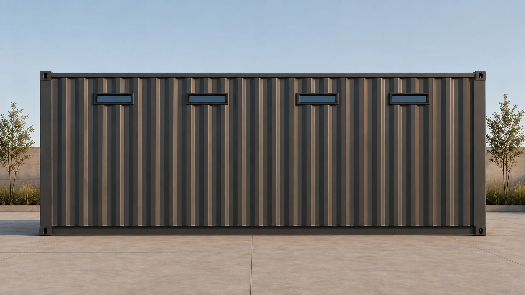 Fachada posterior con ventanas de ventilación de las minibodegas